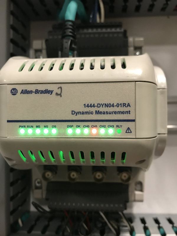 Allen-Bradley Dynamix 1444 vibration module running in a panel