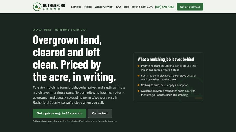Home page of the Rutherford Land Clearing website